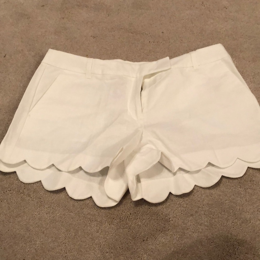 J. Crew White Scalloped Shorts